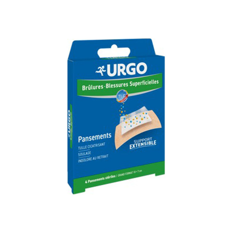 Urgo brûlures et blessures superficielles 4 pansements extensibles