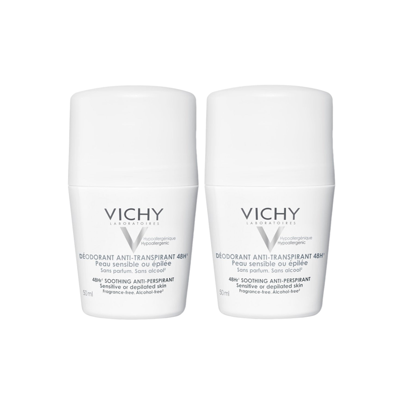 Vichy Déodorant Anti-transpirant 48H peau sensible ou épilée lot de 2x50ml
