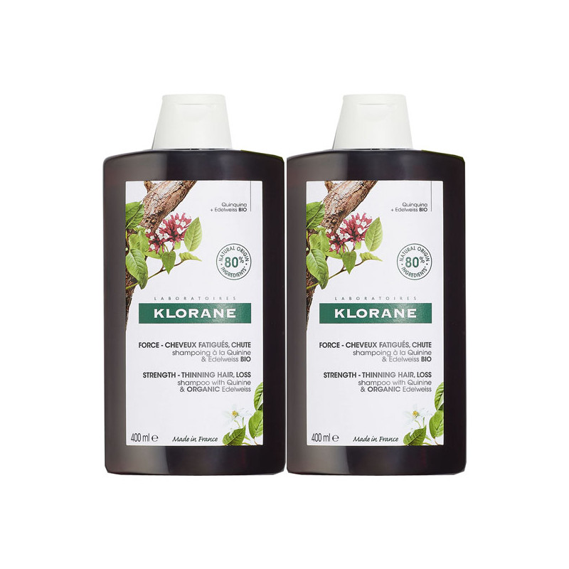 Klorane Shampoing à la Quinine & Edelweiss bio lot de 2x400ml