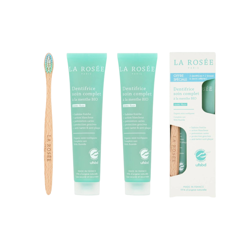 La Rosée Dentifrice duo soin complet à la menthe bio & brosse à dent