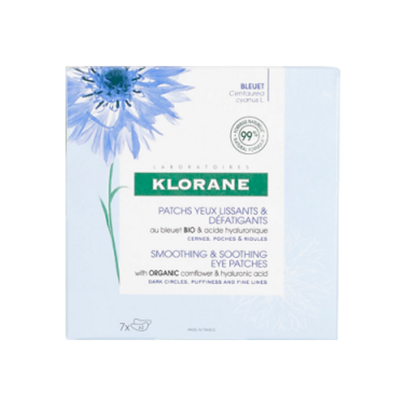 Klorane Patchs yeux lissants & défatigants au bleuet bio 7 x 2 patchs