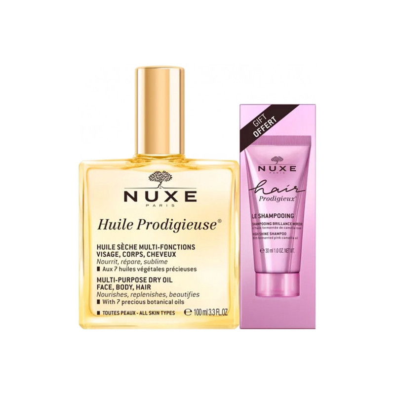 Nuxe Huile Prodigieuse 100ml + Hair Prodigieux Le shampooing brillance miroir 30ml