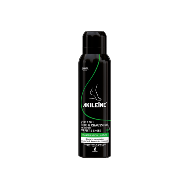Akileïne Spray Noir 3 en 1 pieds & chaussures 150ml