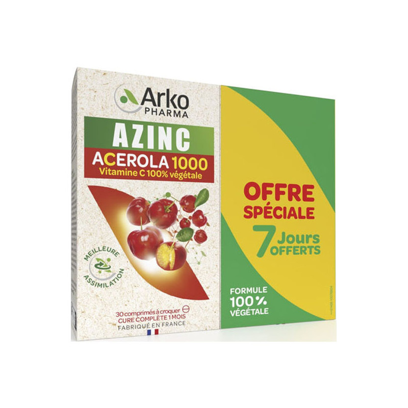 Azinc Acérola 1000 lot de 2 x 30 comprimés