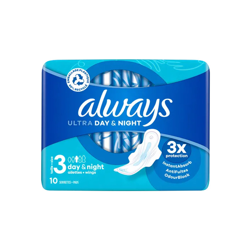 Always Ultra Day & Night 10 serviettes hygiéniques taille 3
