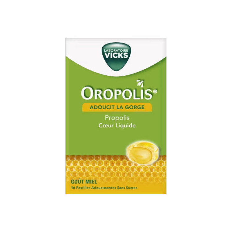 Vicks Oropolis Cœur liquide miel 16 pastilles