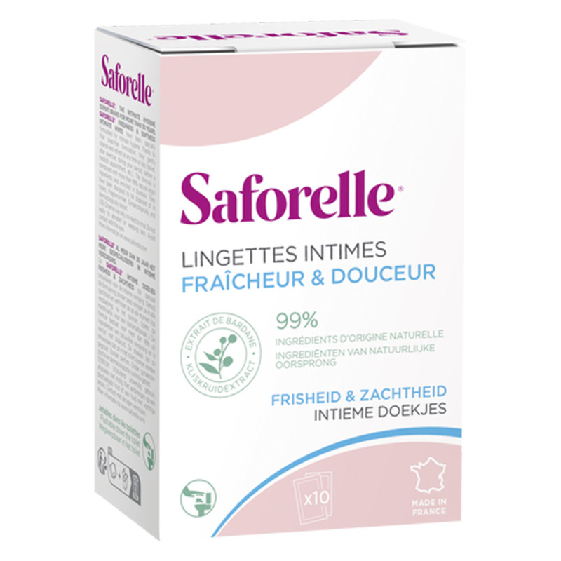 Saforelle Lingettes intimes fraîcheur & douceur x10