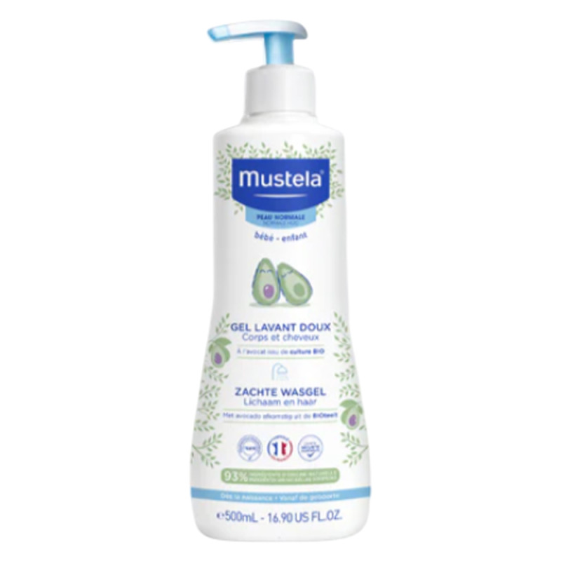 Mustela Gel lavant doux corps et cheveux à l'avocat bio 500ml