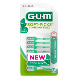 GUM Soft-Picks Comfort Flex mentholé Médium 40 unités ref 670