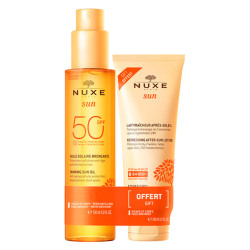 Nuxe Sun SPF50 Huile solaire bronzante 150ml + Lait fraîcheur 100ml
