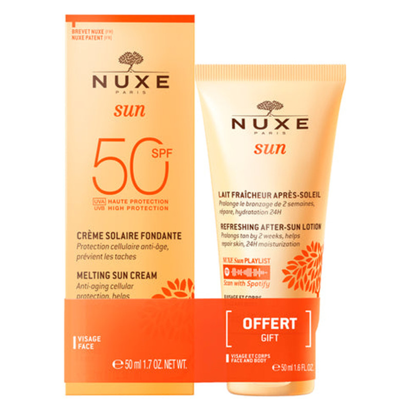 Nuxe Sun SPF50 Crème solaire fondante 50ml + Lait fraicheur 50ml