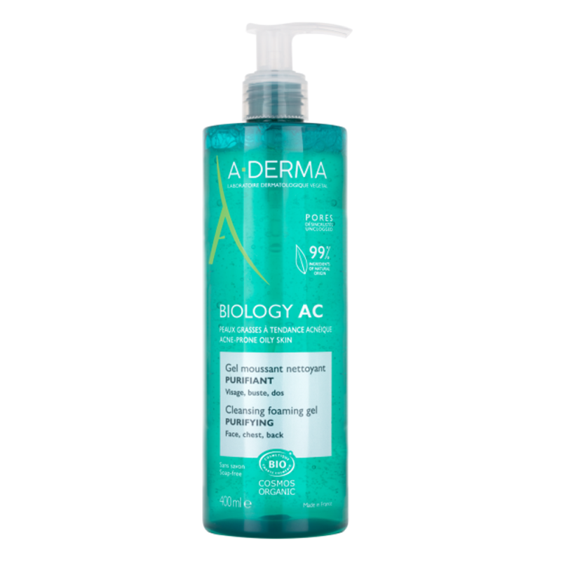 A-Derma Biology AC Gel moussant nettoyant purifiant bio 400ml