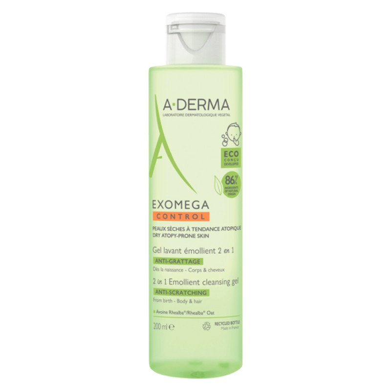 A-Derma Exomega Control Gel lavant émollient 2 en 1 - 200ml