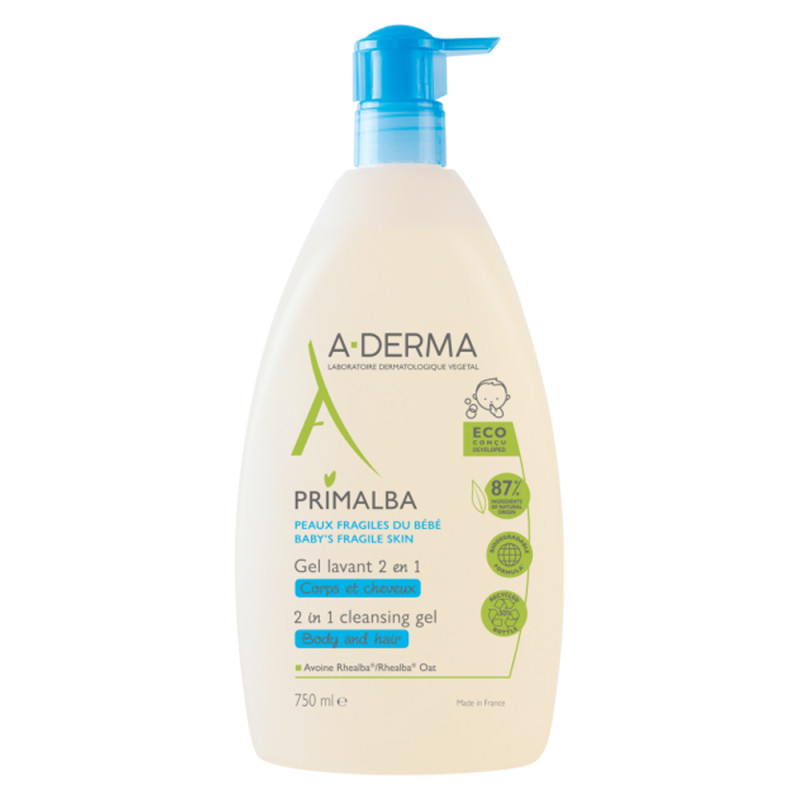 A-Derma Primalba Gel lavant 2 en 1 bébé corps et cheveux 750ml