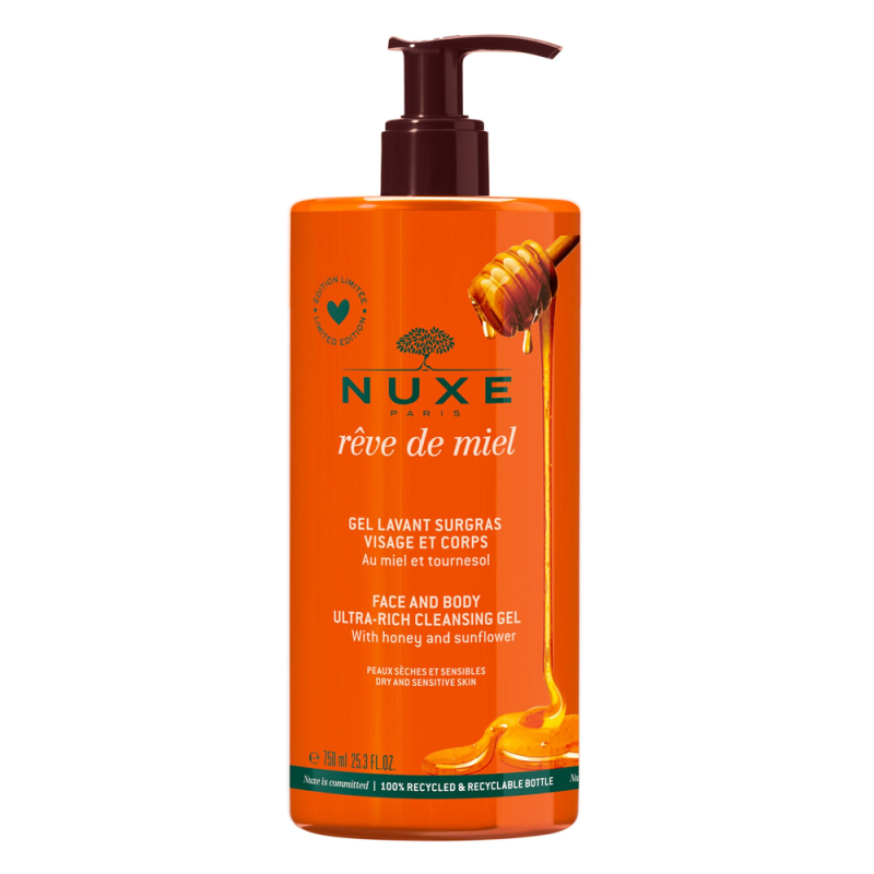 Nuxe Rêve de miel Gel lavant surgras visage et corps 750ml