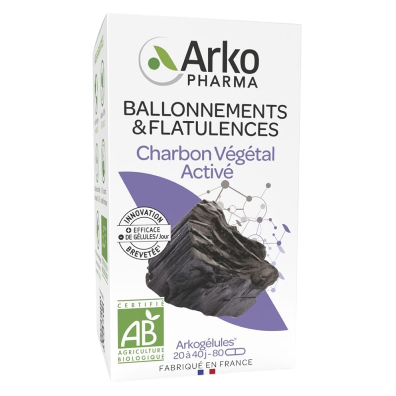 Arkopharma Arkogélules Charbon végétal activé bio 80 gélules