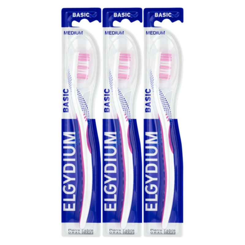 Elgydium Basic Brosse à dents medium lot de 3