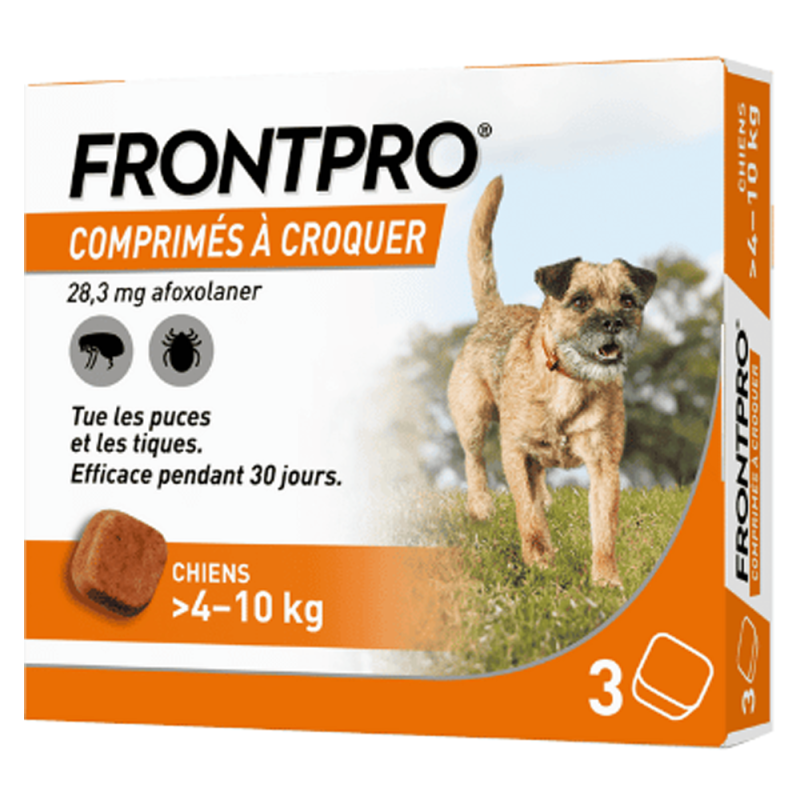 Frontline Frontpro 28,3mg chien moyen 4-10kg 3 comprimés à croquer