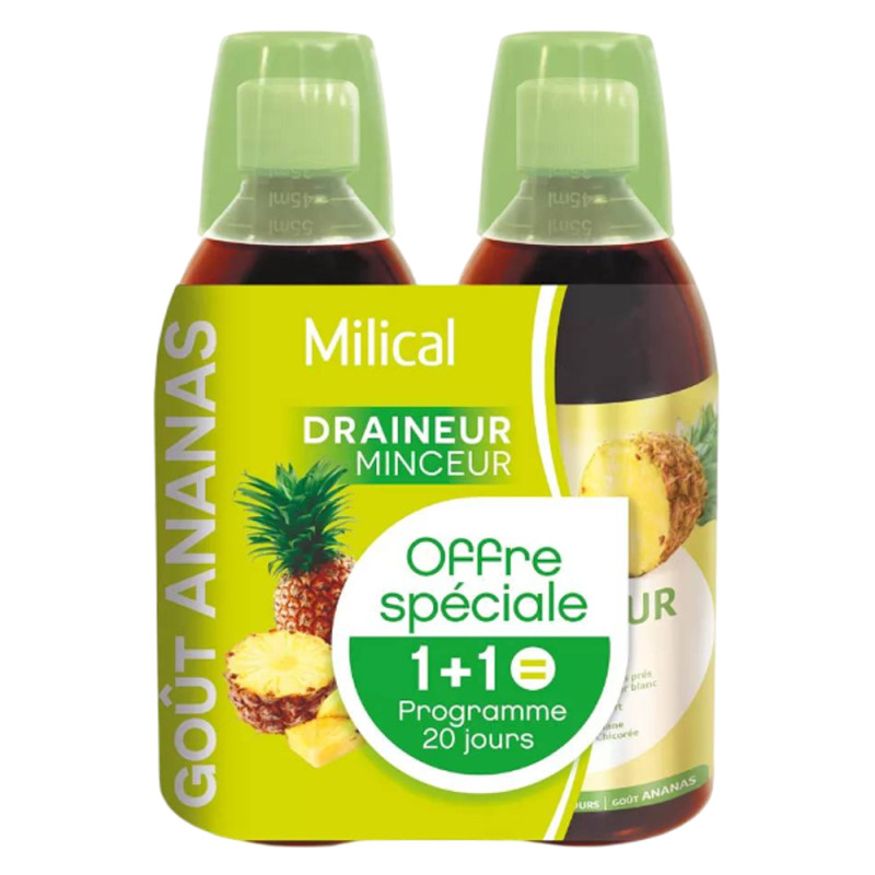Milical Draineur Minceur Ultra Ananas lot de 2x500ml