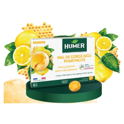 Humer Mal de gorge aigu Pharyngite 20 pastilles miel citron