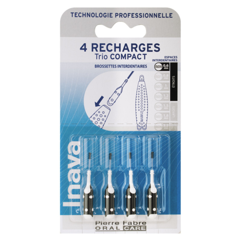 Inava Trio Compact Brossettes interdentaires Noire 4 recharges