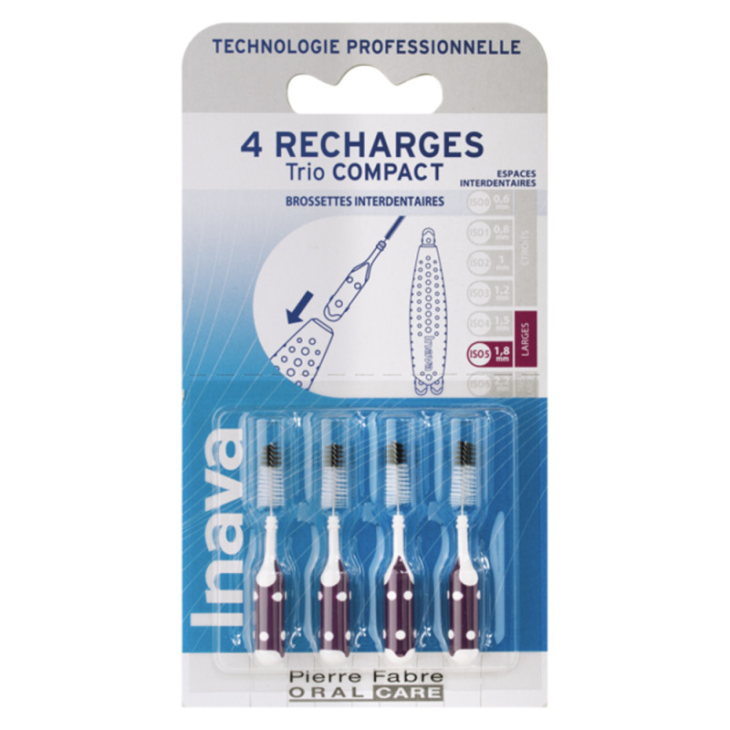 Inava Trio Compact Brossettes interdentaires Violette 4 recharges