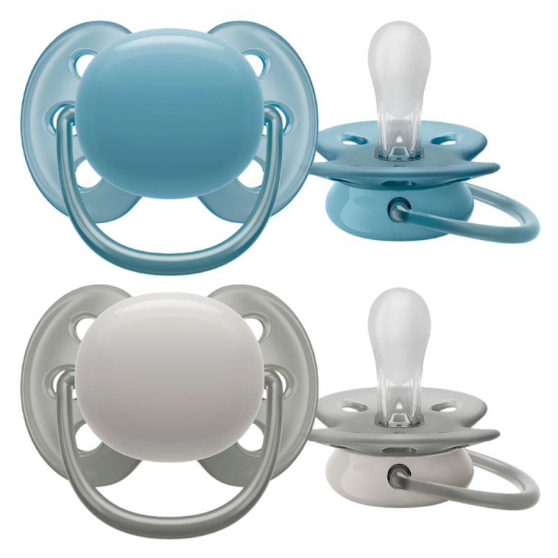 Philips Avent ultra soft Sucettes 6-18 mois bleu vert et gris