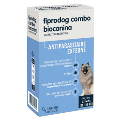 Biocanina Fiprodog 134MG/120,6MG Combo Spot-on moyens chiens 3 pipettes