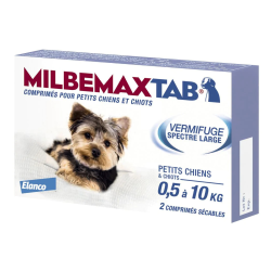 Milbemax Tab Vermifuge Chien et chiots de 0,5 à 10kg 2 comprimés