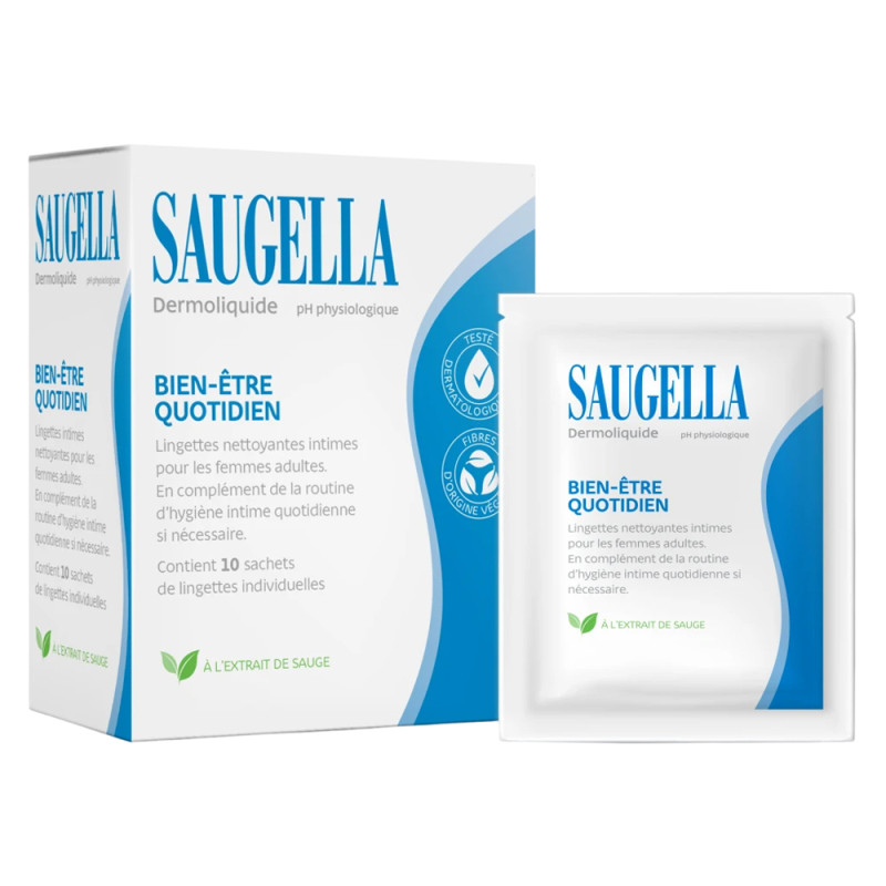 Saugella Dermoliquide Lingettes intimes nettoyantes x10