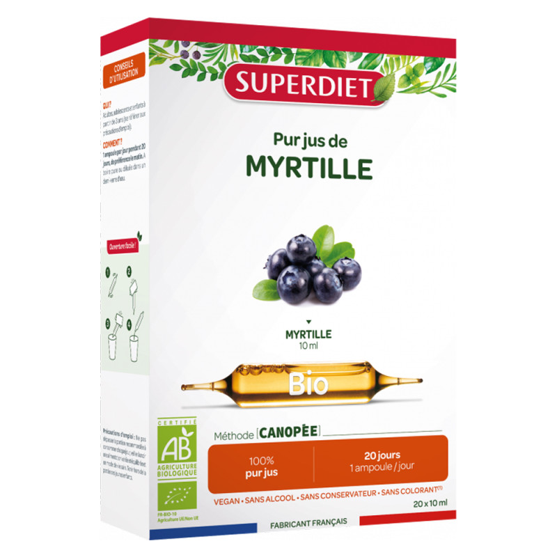 Superdiet Pur Jus de Myrtille 20 ampoules