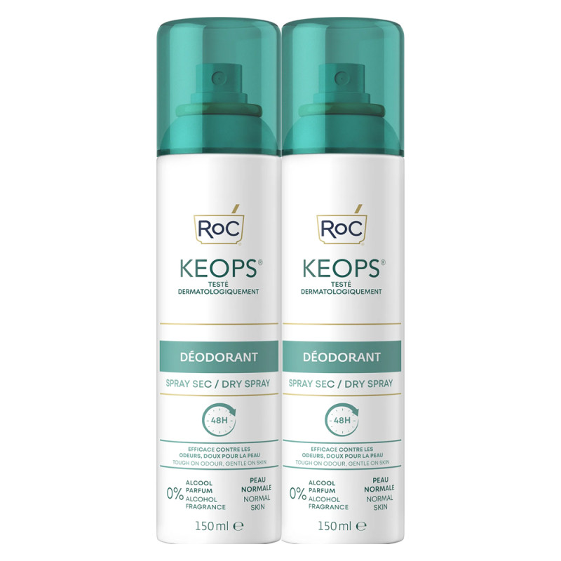 ROC Keops Déodorant sec spray lot de 2 x 150ml