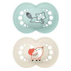 MAM Original +18 Nature Raton laveur & renard lot de 2 sucettes