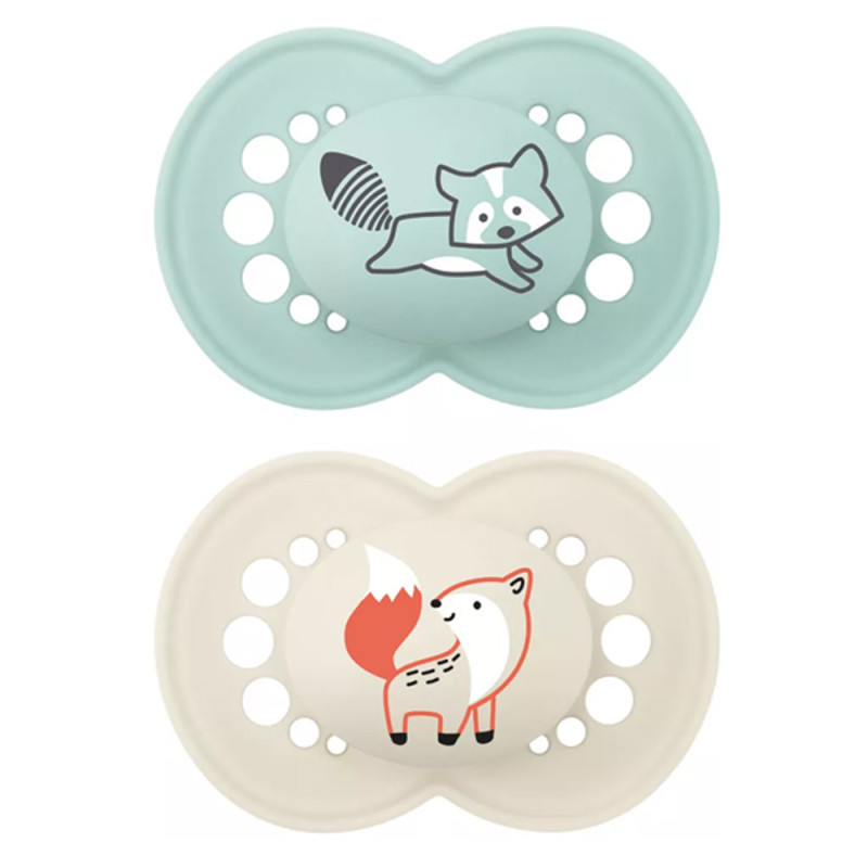 MAM Original +18 Nature Raton laveur & renard lot de 2 sucettes