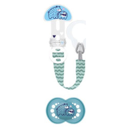 MAM Kit Sucette Original nature 6 mois et + avec attache-sucette bleu