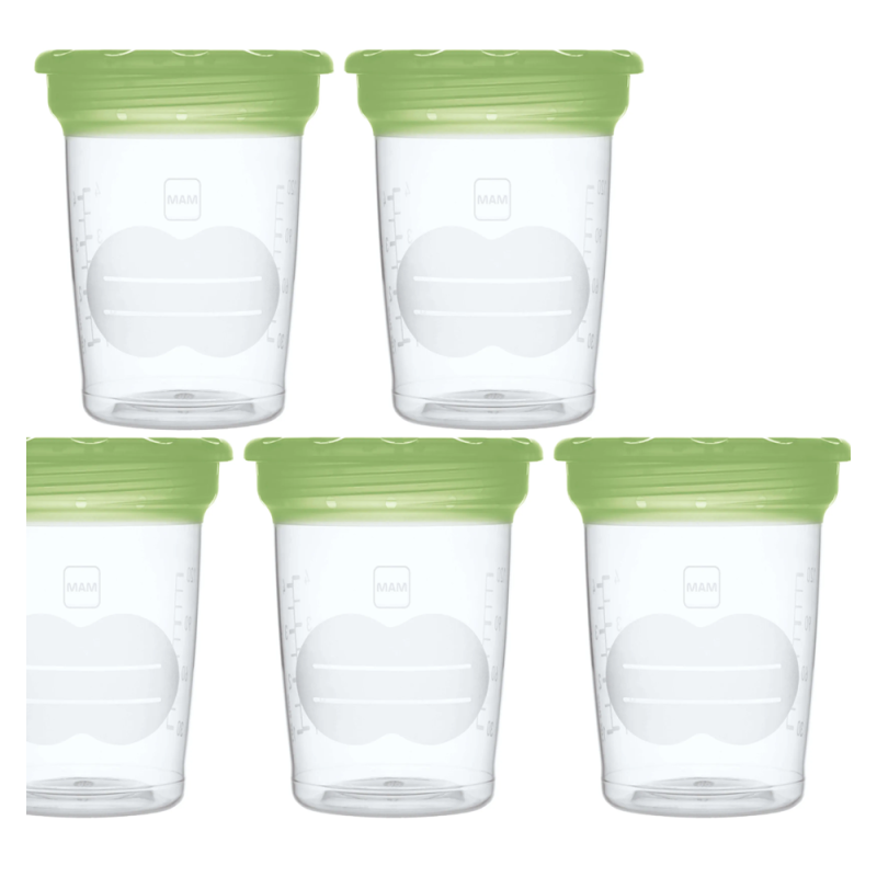 MAM 5 Pots de conservation lait maternel et aliments bébé