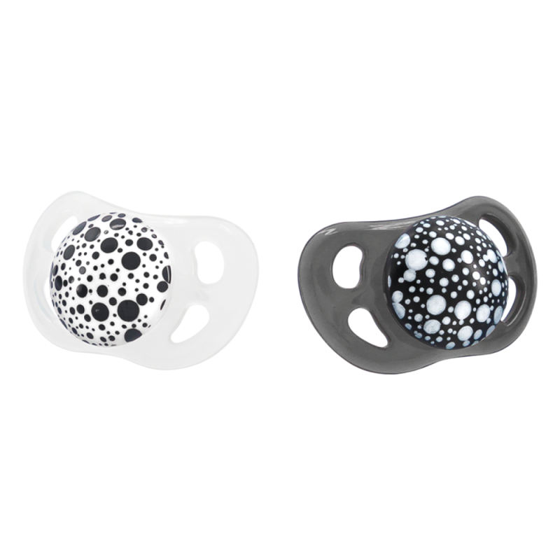 Twistshake 2 Sucettes orthodontiques noir et blanc 6 mois+