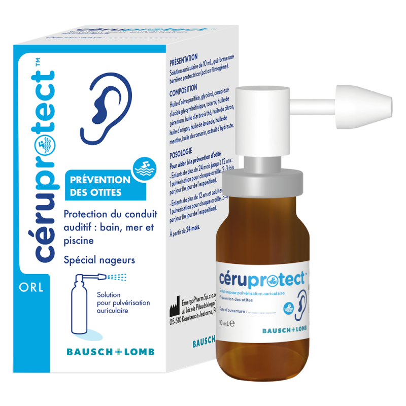 Bausch + Lomb Céruprotect Solution auriculaire Prévention des otites 10ml