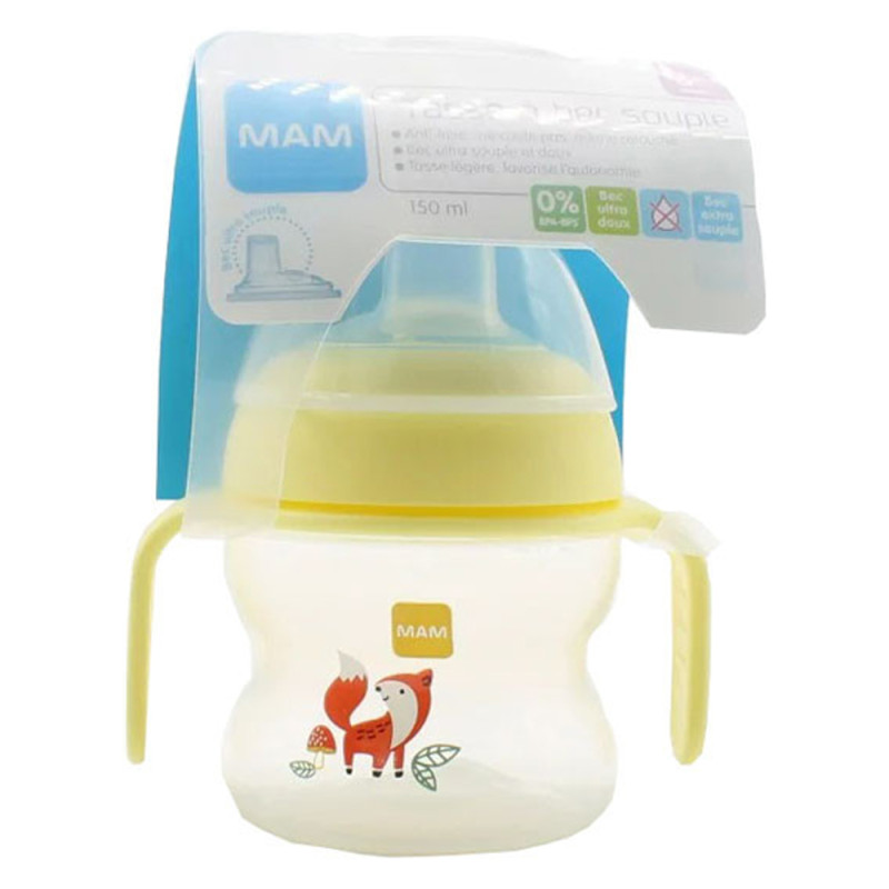 MAM Tasse à bec souple +6 mois jaune motif renard 150ml