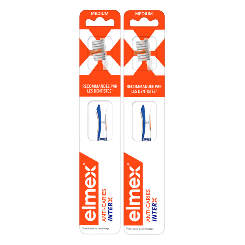 Elmex Anti-caries InterX Brosse à dents souple lot de 2