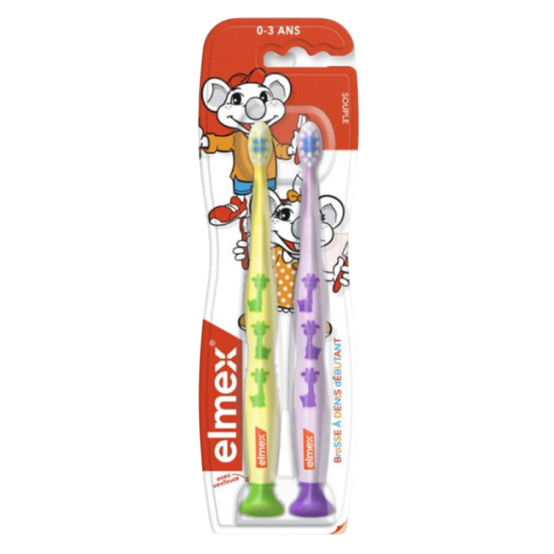 Elmex Brosses à dents débutant Souple 0-3 ans lot de 2