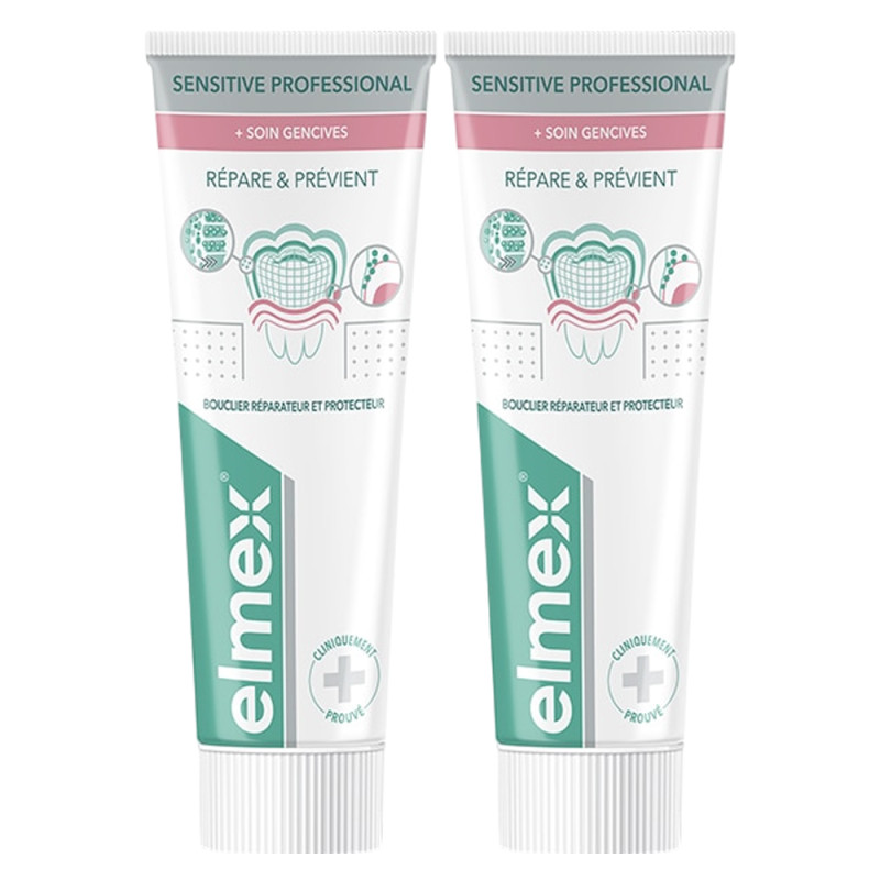 Elmex Sensitive Professional Soin gencives Dentifrice lot de 2x75ml