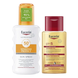Eucerin Sensitive Protect Sun Spray SPF50+ 200ml+ Huile de douche offerte