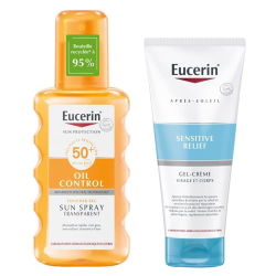 Eucerin Oil Control Spray Solaire Transparent SPF50+ 200ml + Sensitive Relief Gel-Crème Après-Soleil 50ml