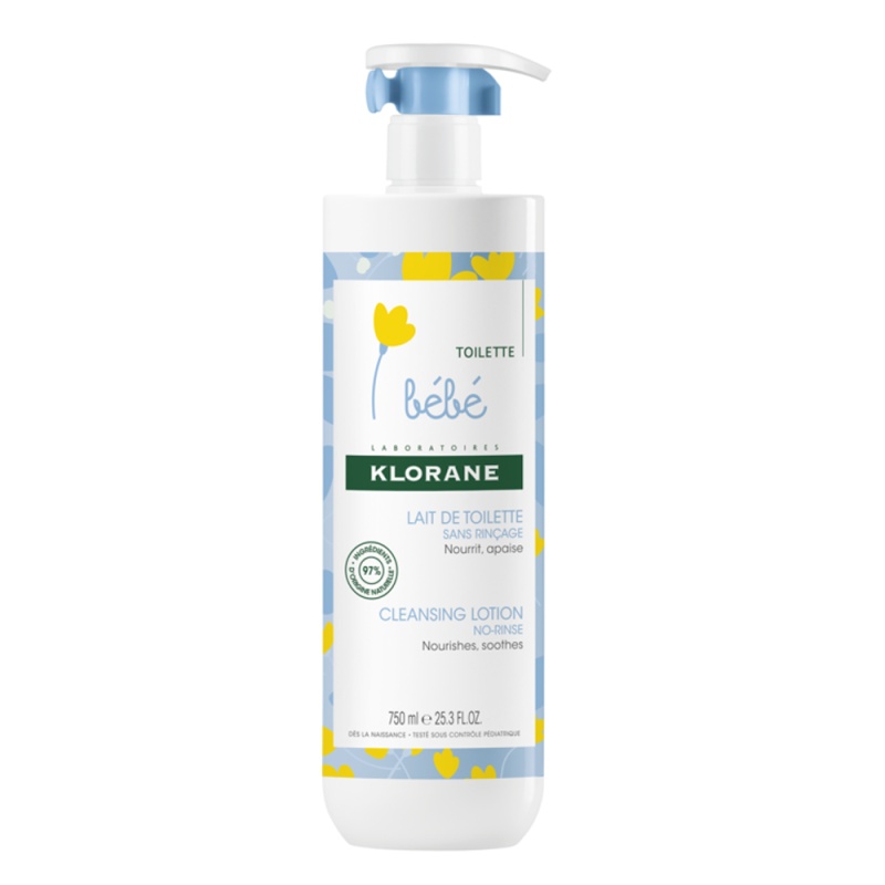 Klorane Lait de toilette bébé sans rinçage 750ml