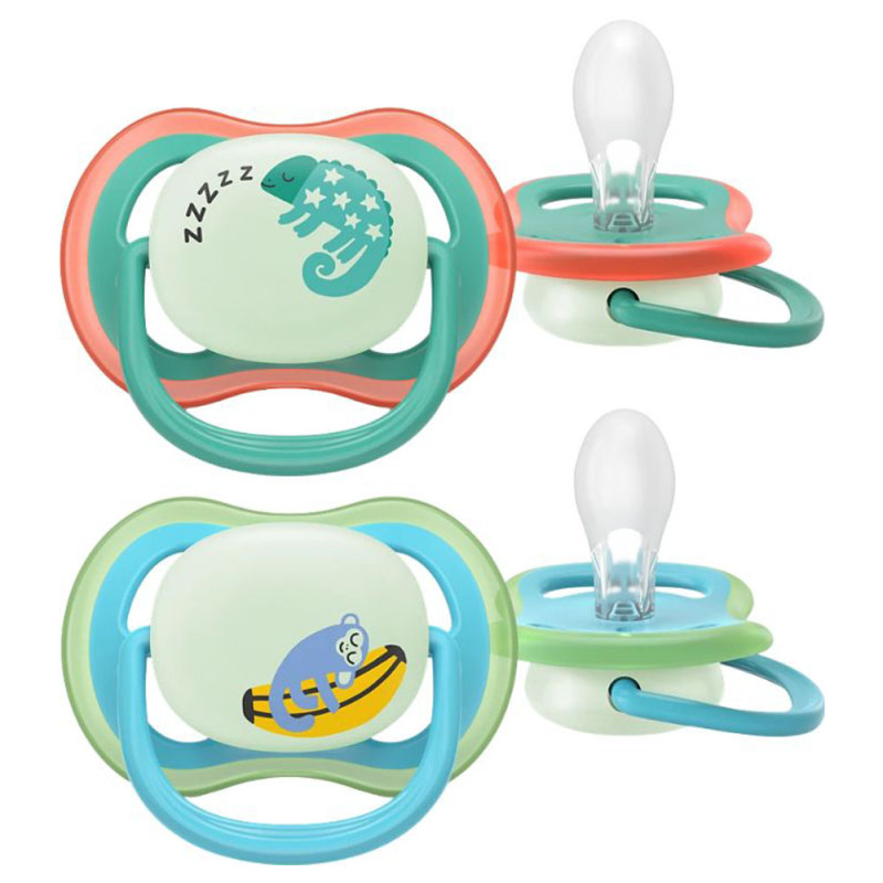 Avent Pacifier Ultra Air nuit Sucettes orthodontiques décor animaux 6 - 18 mois lot de 2