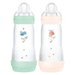 MAM Easy Start Biberon anti-colique 4+ mois débit 3 Menthe + Coton 320ml