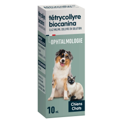 Biocanina Tetrycollyre ophtalmologie 0,42mg/ml Collyre en solution chiens chats 10ml