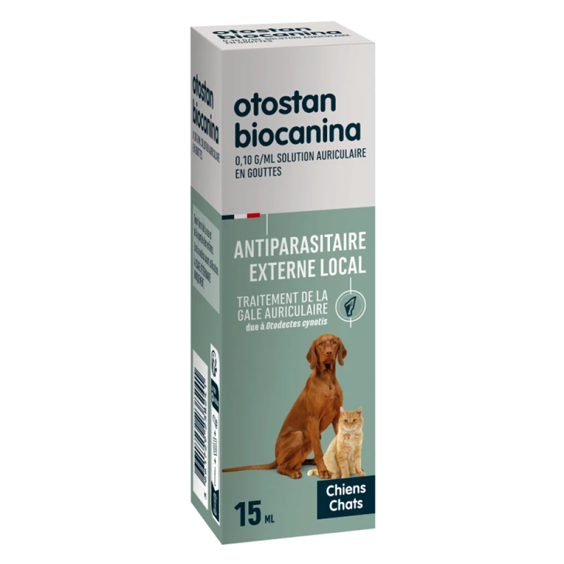 Biocanina Otostan 0,10G/ML Solution auriculaire en gouttes chiens chats 15ml