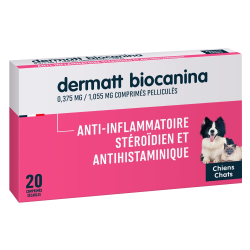 Biocanina Dermatt 0,375MG/1,055MG chiens et chats 20 comprimés sécables